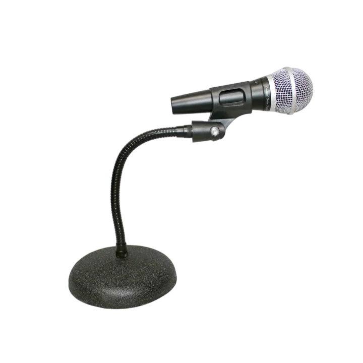 ProX gooseneck desktop microphone stand featuring flexible neck and weighted round base