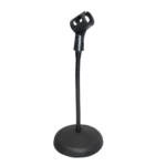 ProX gooseneck desktop microphone stand with six inch round weighted base close-up detail