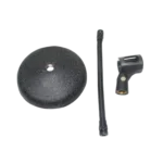 ProX gooseneck desktop microphone stand showing rear panel cable management and base attachment