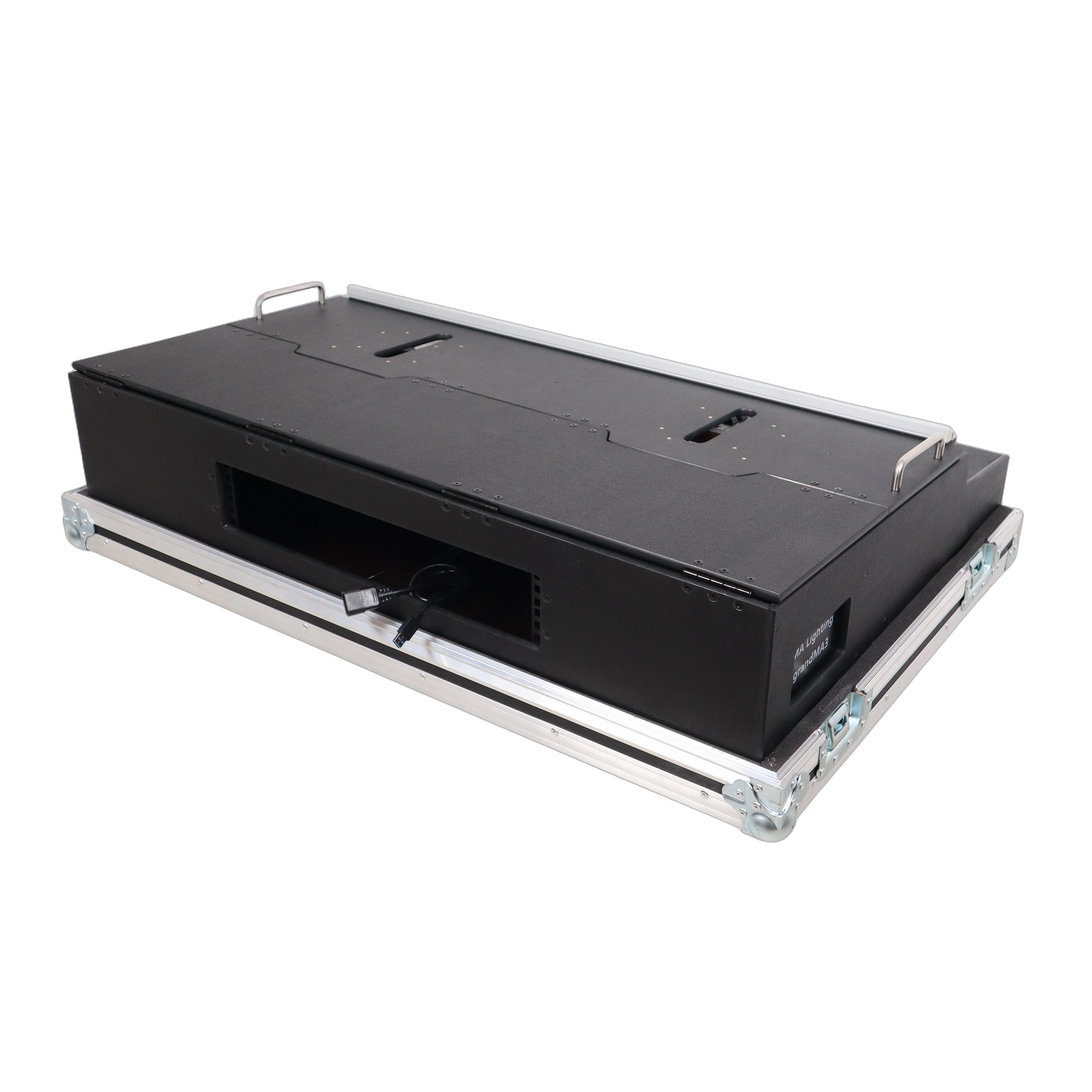 ProX Flight Case GrandMA3 onPC Command Wing Detail ProX flight case for GrandMA3 onPC Command Wing and Fader Wing, protective case detail view