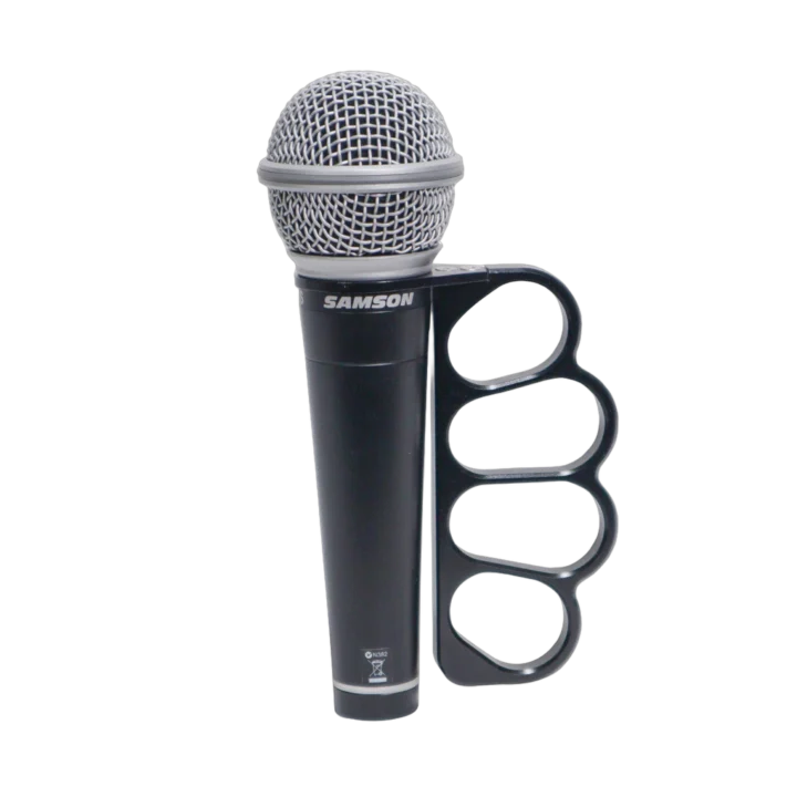 ProX GRIPMATE black microphone knuckle holder with hand-grip design and slotted mounting