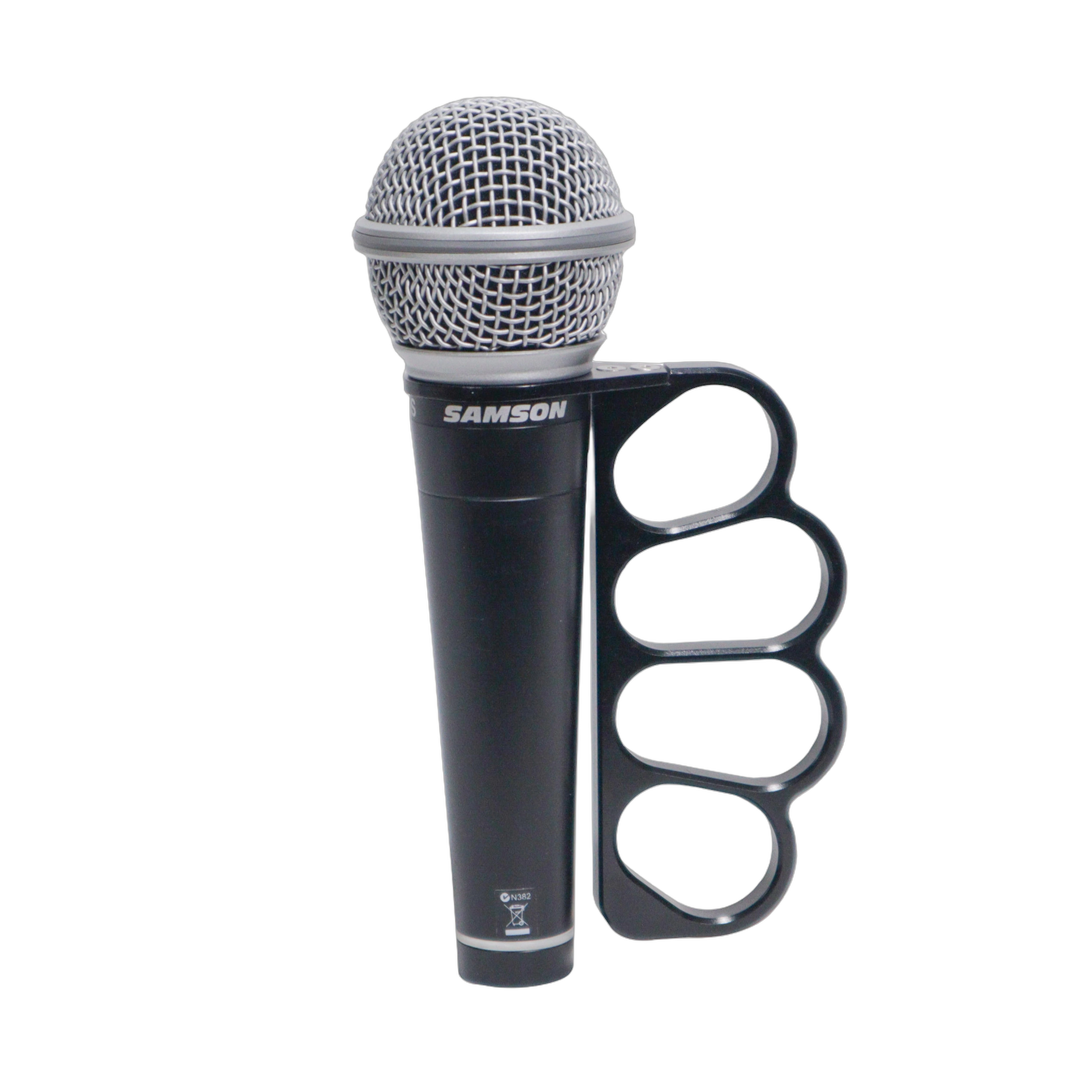 ProX GRIPMATE Hand-Gripped Slotted Microphone Knuckle Holder Black ProX GRIPMATE black microphone knuckle holder with hand-grip design and slotted mounting