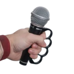 ProX GRIPMATE black microphone knuckle holder with ergonomic hand-grip design and slotted mounting mechanism