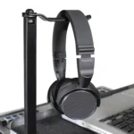 ProX headphone pole stand with 12 inch shaft and rotating hook mounted on equipment case