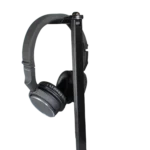 ProX headphone pole stand with rotating hook mounted on equipment case showing practical studio setup