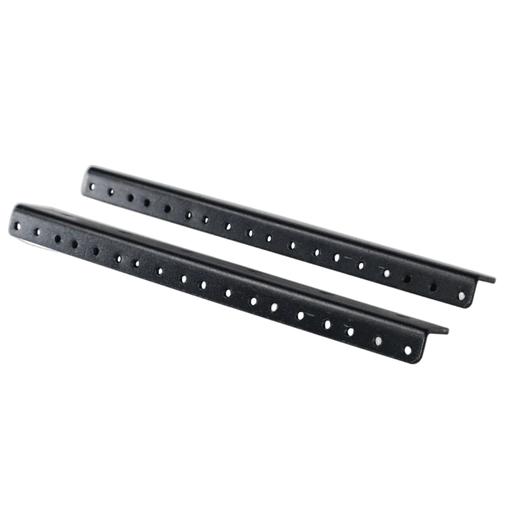 ProX heavy duty steel rack rail kit 6U space front view with mounting hardware