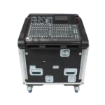 ProX hydraulic lift case for Behringer BX32 mixer showing retractable handle and side profile