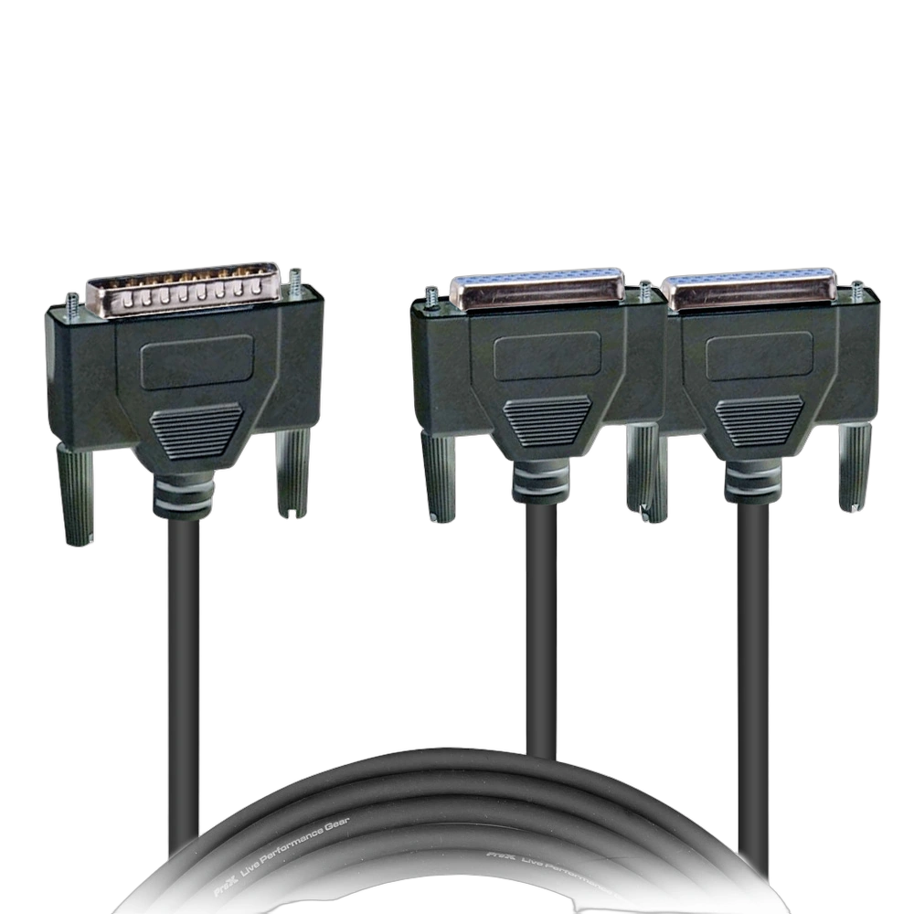 ProX ILDA Y-Cable Connector Front View ProX ILDA Y-Cable with dual connector ports and professional-grade construction