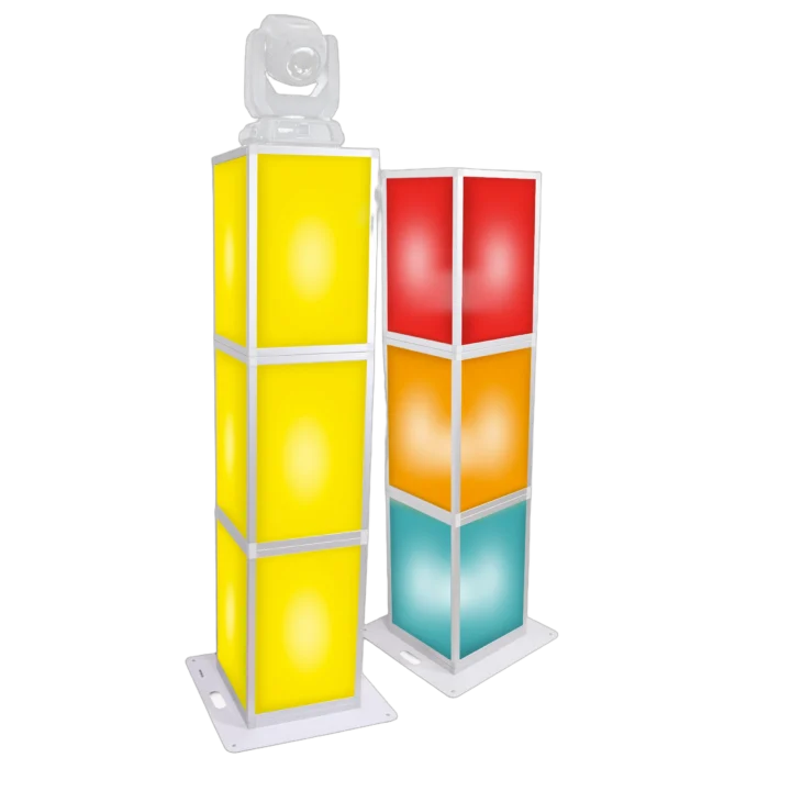 ProX Lumo Stage six-foot acrylic pillar column cube section display pedestal with LED lighting base front view