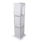 ProX Lumo Stage six-foot acrylic pillar pedestal with integrated LED lighting in DJ stage environment