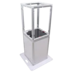 ProX Lumo Stage six-foot acrylic pillar pedestal with integrated LED lighting on DJ dance floor