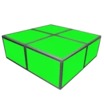 ProX Lumo Stage 2x2x16 inch acrylic platform cube with dimensional measurements and specifications