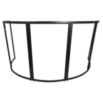 ProX LUNA curved DJ facade five panel system with black white scrim kit and black hardware in professional event setup