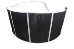 ProX LUNA white aluminum curved DJ facade panel showing curved construction and mounting detail