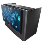ProX MESA MEDIA MK2 DJ workstation table rear panel showing cable management and mounting points