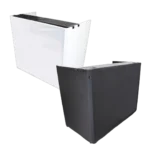 ProX MESA MEDIA MK2 DJ facade workstation table with black and white scrim panels side profile