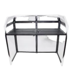 ProX Mesa MK2 DJ facade table station shown from side angle with white scrim panel