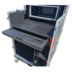 ProX mobile AV broadcasting studio workstation case with 4U top and 12U bottom rack configuration
