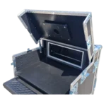 ProX mobile AV broadcasting studio workstation case with 4U top and 12U bottom compartments, side profile view