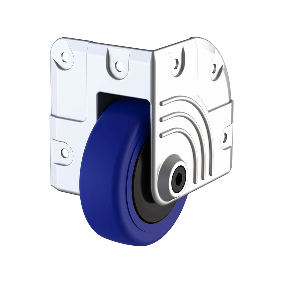 ProX Penn-Elcom Heavy Duty Zinc Corner Caster Blue Wheel ProX Penn-Elcom 3 inch heavy duty zinc side corner caster with blue wheel detail