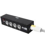 ProX Power Center five-way splitter with Powercon connectors and power cord detail view