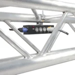 ProX Power Center five-way Powercon splitter with power cord side profile view