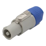 ProX gray PowerCON-compatible power-out connector with locking mechanism front view