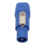 ProX blue PowerCON-compatible male power-in connector installed in professional audio equipment application