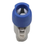 ProX gray PowerCON-compatible power-out connector with secure locking mechanism and professional-grade construction