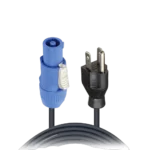 ProX 10 foot PowerCON Blue to Edison power cord connector cable front view
