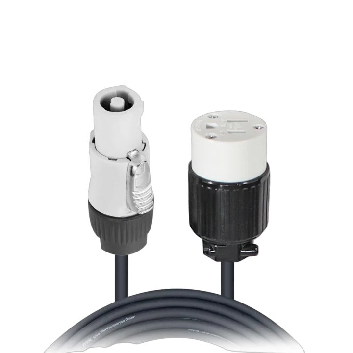 ProX 2 ft PowerCON Gray to Female Edison power cord with 12AWG gauge connectors