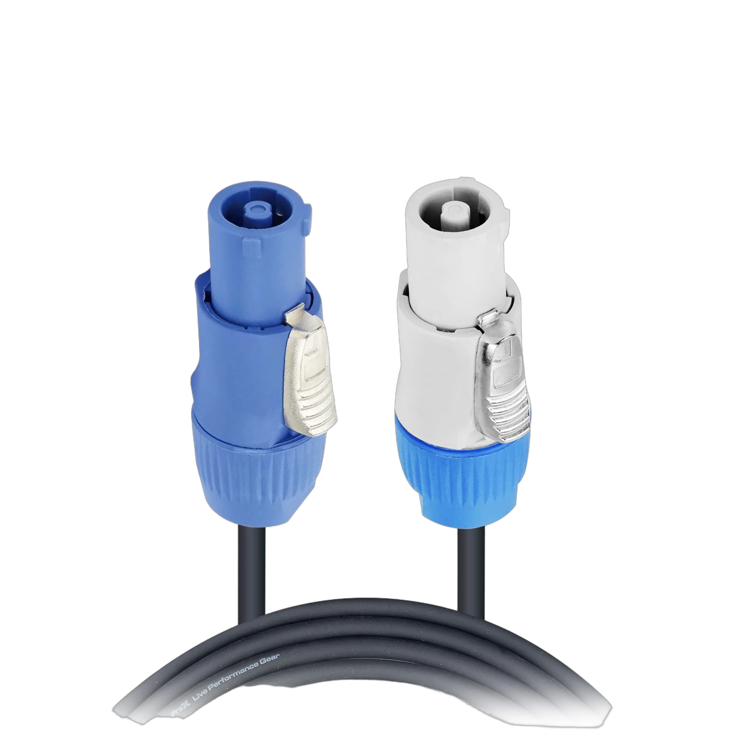 ProX 25 ft. PowerCON Link Cable Blue Gray ProX 25 foot PowerCON Link cable with blue to gray connectors, 14AWG professional audio power cable