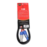 ProX PowerCON Link cable connector detail showing blue to gray 14AWG professional audio connection