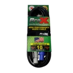 ProX 10 foot PowerCON Link cable with blue to gray connectors, 14AWG gauge, close-up detail view