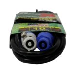 ProX 10 foot PowerCON Link cable with blue to gray connectors, 14AWG professional audio cable