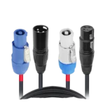 ProX 3 foot PowerCON and XLR combo jumper cable with connectors displayed