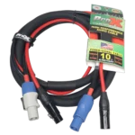 ProX 10 ft PowerCON and XLR combo jumper cable showing dual connector ends detail