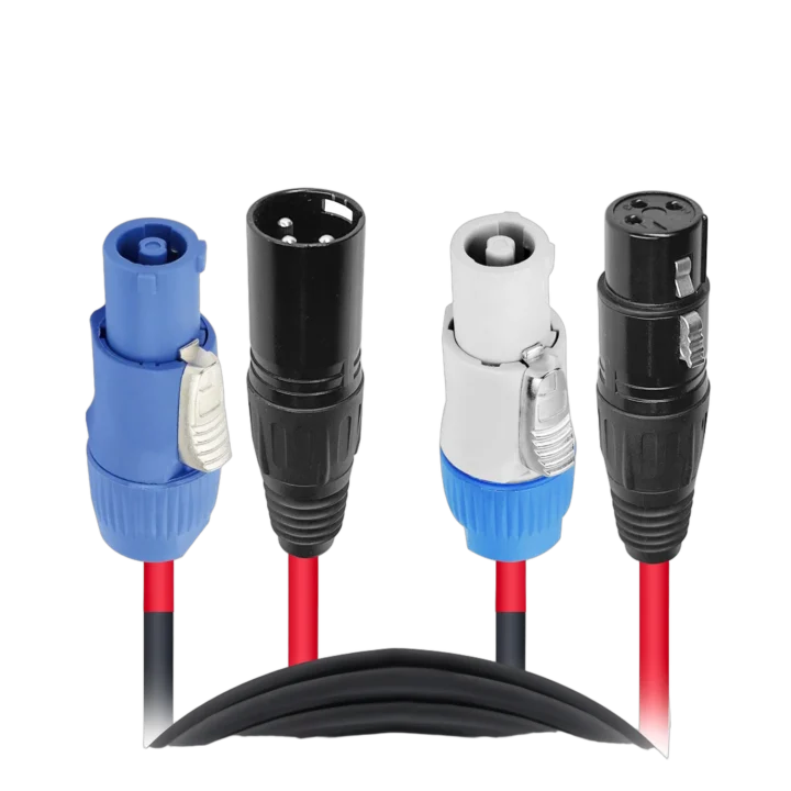 ProX 6 foot PowerCON and XLR combo jumper cable with connectors displayed