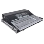 ProX ATA flight case for PreSonus StudioLive 64S mixer with doghouse compartment and caster wheels detail