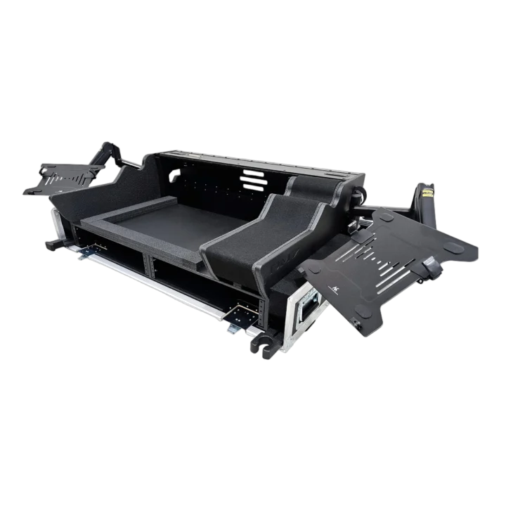 ProX Prestige flight case for Yamaha DM7 mixer showing protective foam padding and internal compartment details