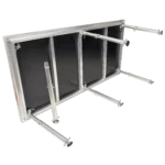 ProX Professional 4x8 stage platform with adjustable legs extended to mid-height, side profile view
