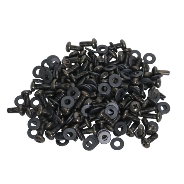 ProX rack screws with black nylon washers, pack of 100 pieces, hardware components