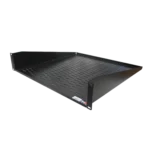 ProX 2U rack shelf with 18 inch depth, black steel construction, front-facing view