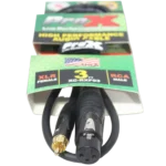 ProX 3 foot RCA to XLR-F audio cable showing connector detail and cable construction