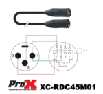 ProX RDNet 1 ft XLR-M to RJ45 cable showing rear connector panel and termination