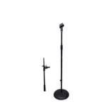 ProX round base microphone stand with adjustable boom arm and locking mechanisms in detail view