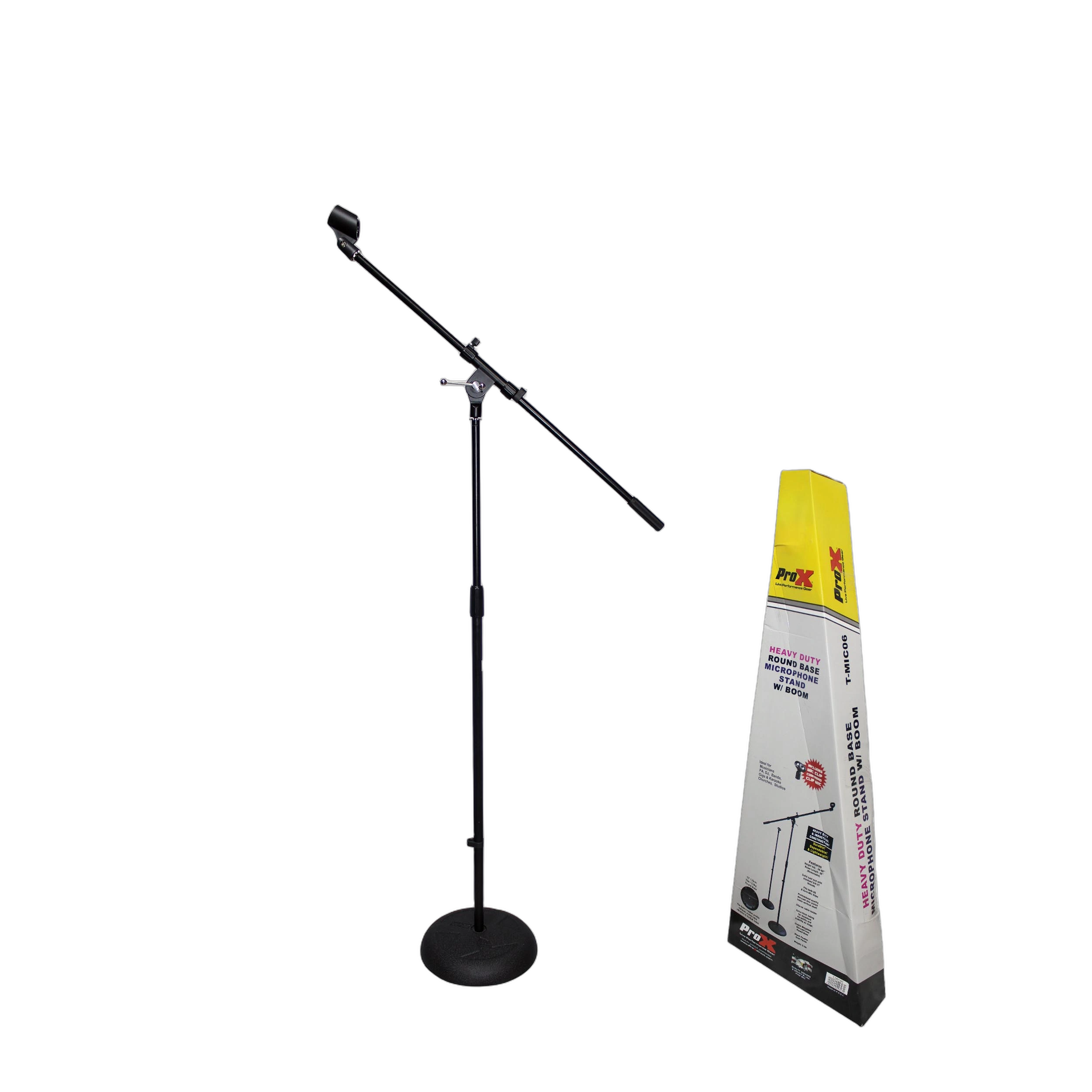 ProX Round Base Microphone Stand with Boom Arm ProX round base microphone stand with adjustable boom arm and clutch mechanism