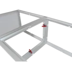 ProX security hardware safety clamp for LumoStage acrylic platforms, side profile view showing clamp mechanism
