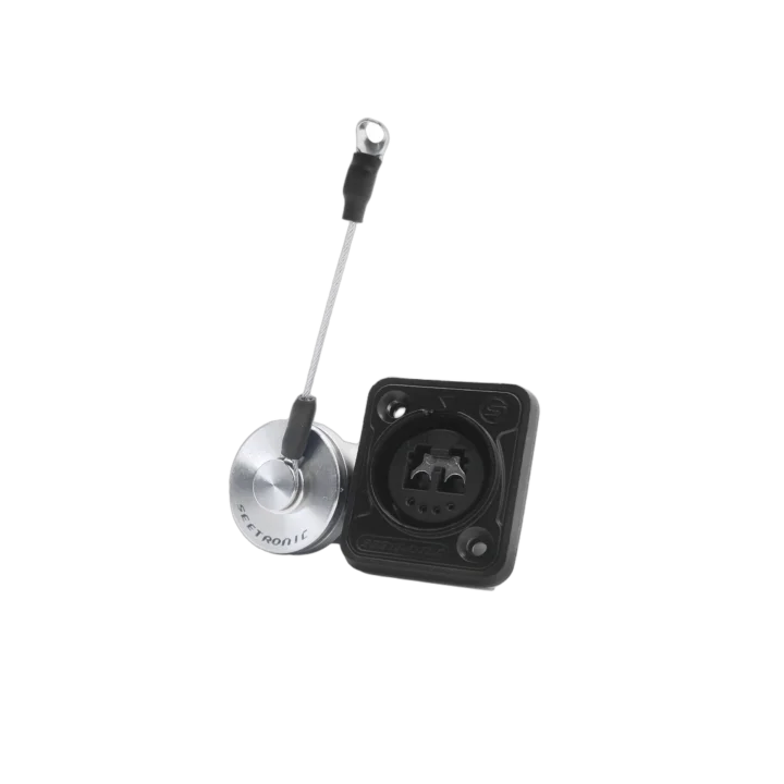 ProX Seetronic dual-channel fiber-optic panel socket with IP65 rating, front view