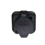 ProX Seetronic IP65 waterproof power-in connector socket with sealing cover installed in professional audio equipment setup